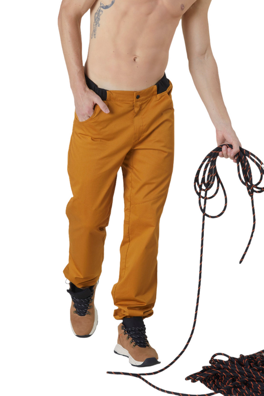 Pantalon d'escalade Pyrénées en coton couleur ocre