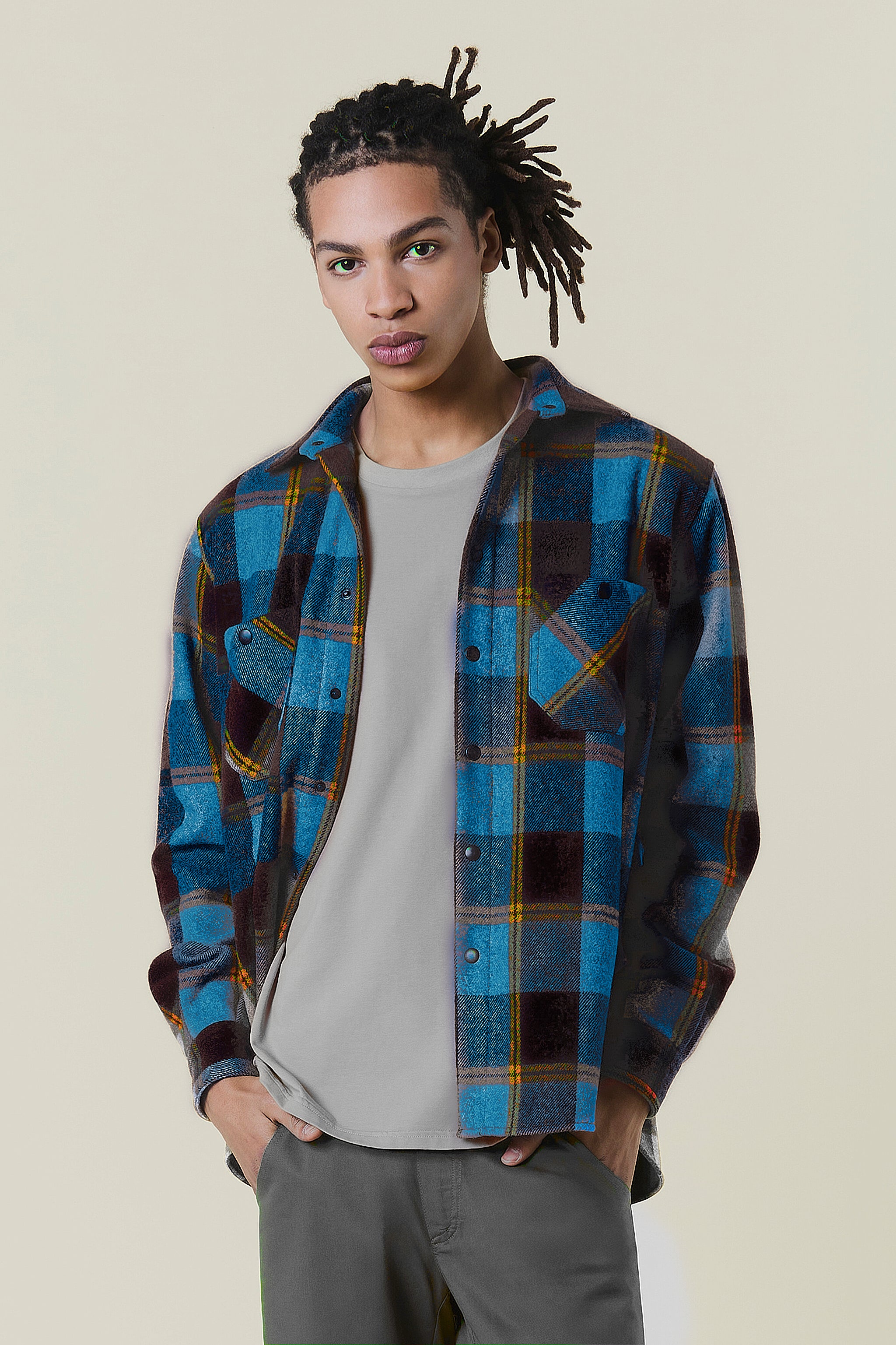 Chemise en flanelle de laine à carreaux