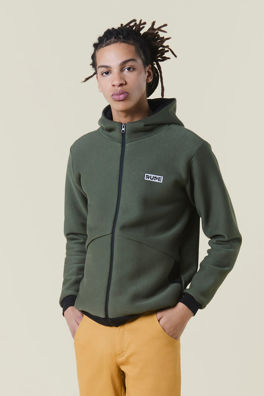 Felpa zip con Cappuccio - Uomo - Verde Militare