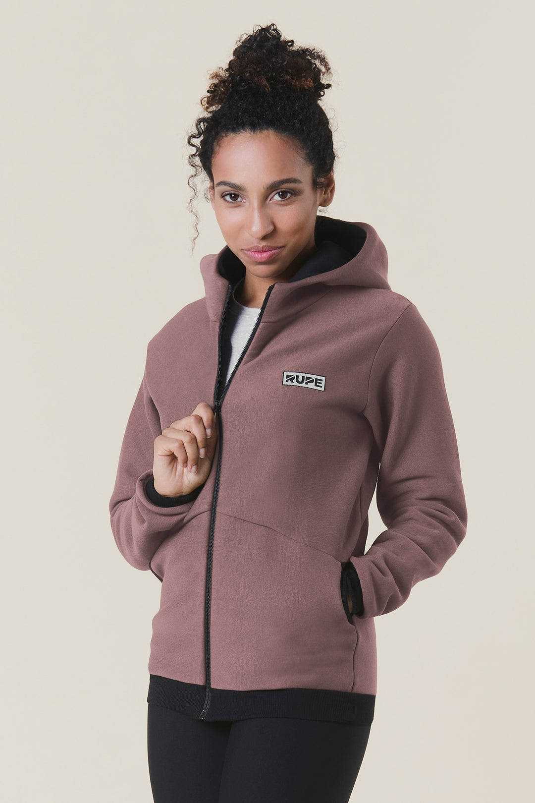 Sweat à capuche zippé - Femme - Mauve 