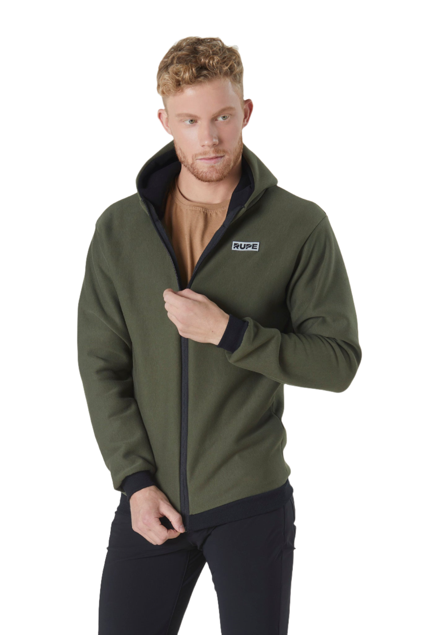 Sweat à capuche zippé - Homme - Vert Militaire 