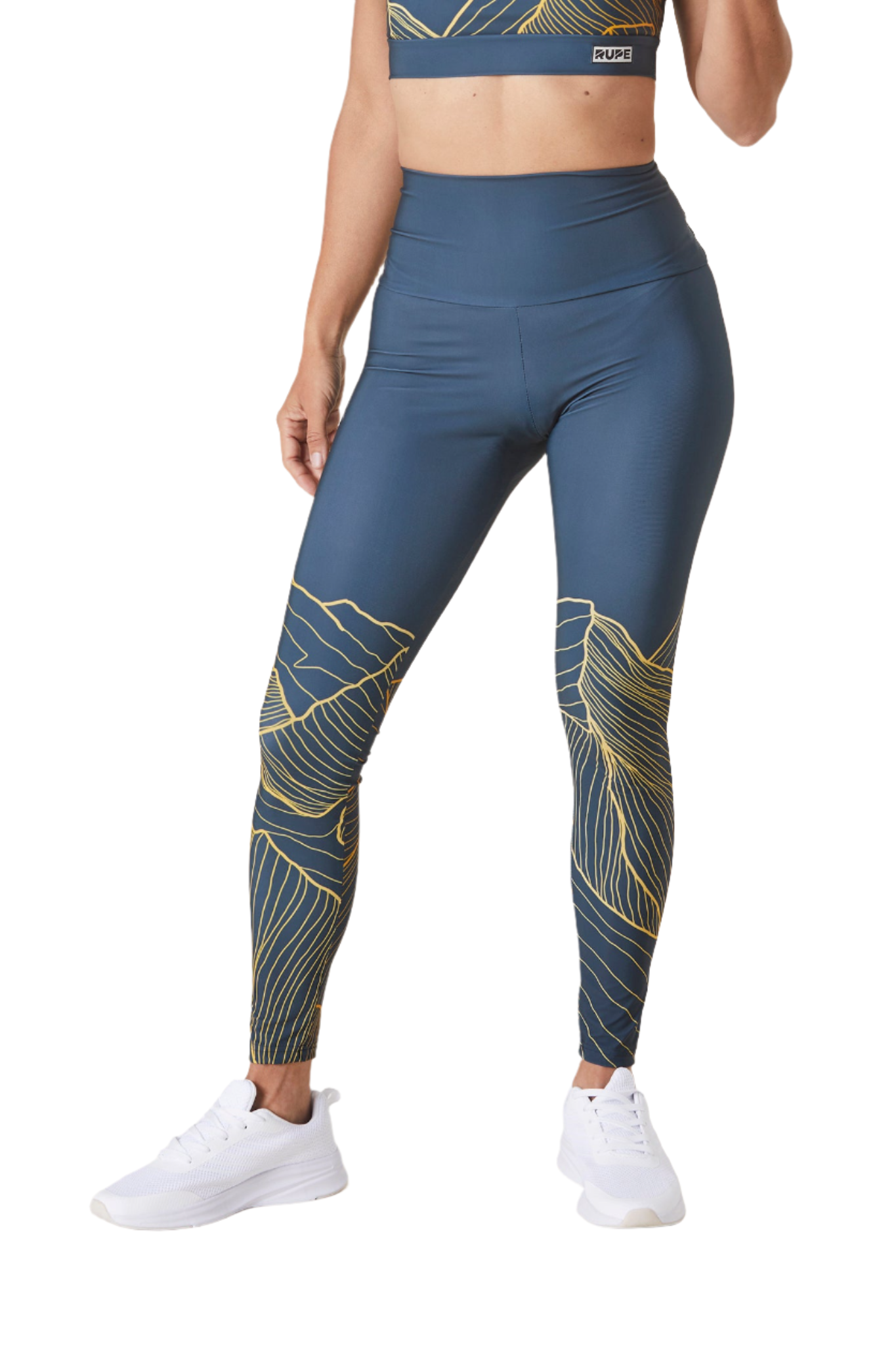 Women's Technical Leggings – Teal Mountain Print