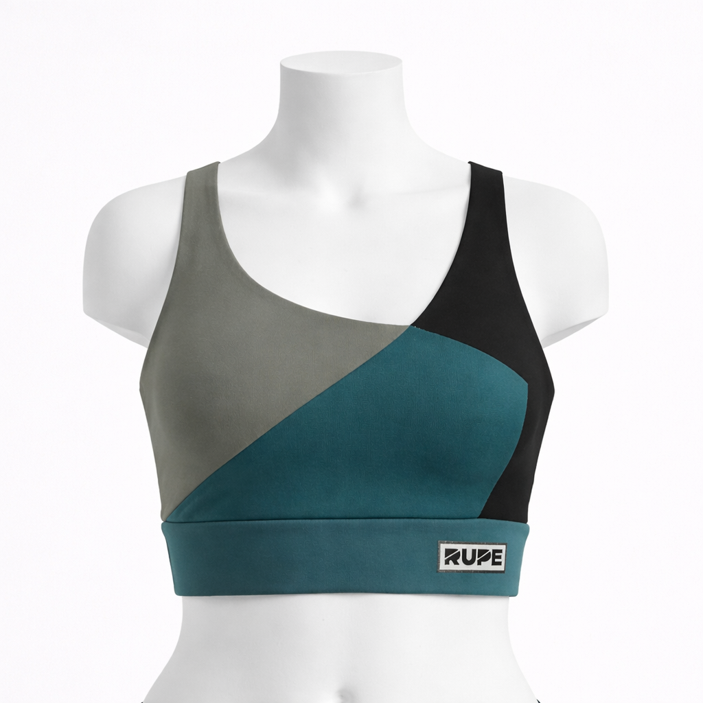 front top tecnico yoga arrampicata tagli colore blu verde