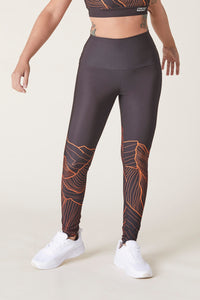 Legging technique femme - motif montagne noir 