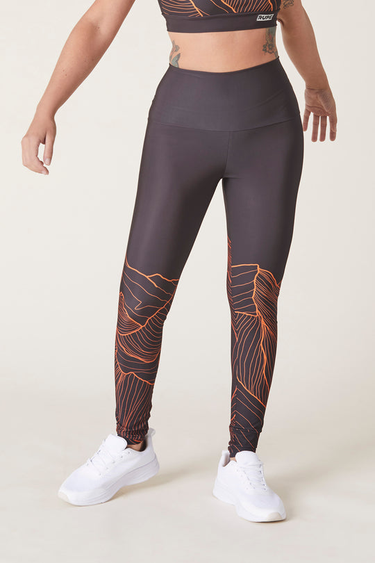 Leggings tecnico Donna – fantasia montagne nero