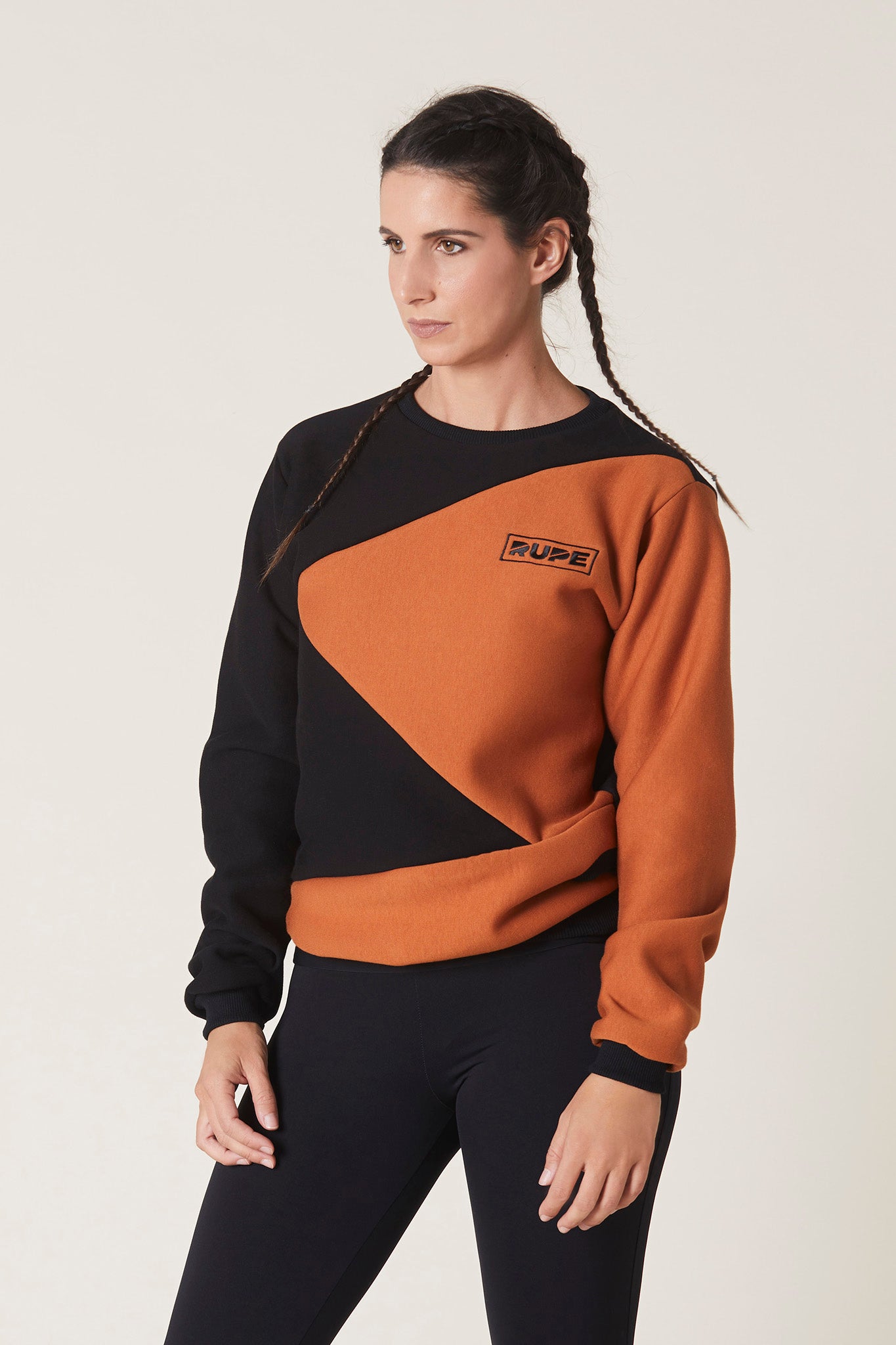 Sweat-shirt à col rond - Femme - Orange Twist